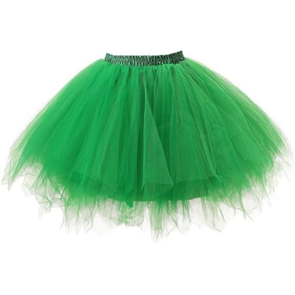 Women's Short Vintage Ballet Bubble Puffy Tutu Petticoat Skirt Fuschia - Picture 1 of 4